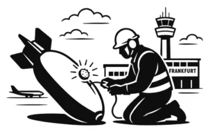 Am Frankfurter Flughafen wurde am 9. September 2025 eine 75&ndash;100 Kilo schwere Weltkriegsbombe entdeckt und in der Nacht erfolgreich entsch&auml;rft. A5 wieder frei.