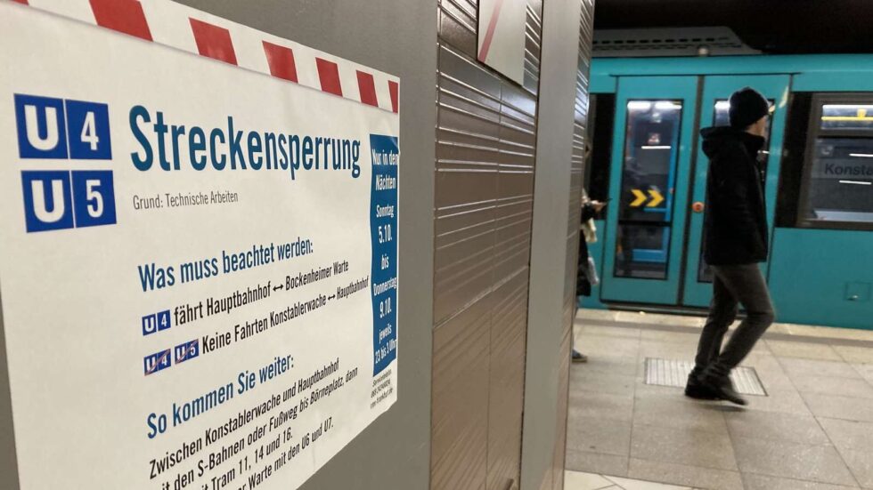 Bauarbeiten lähmen Frankfurts Nahverkehr – massive Einschränkungen bei S- und U-Bahnen