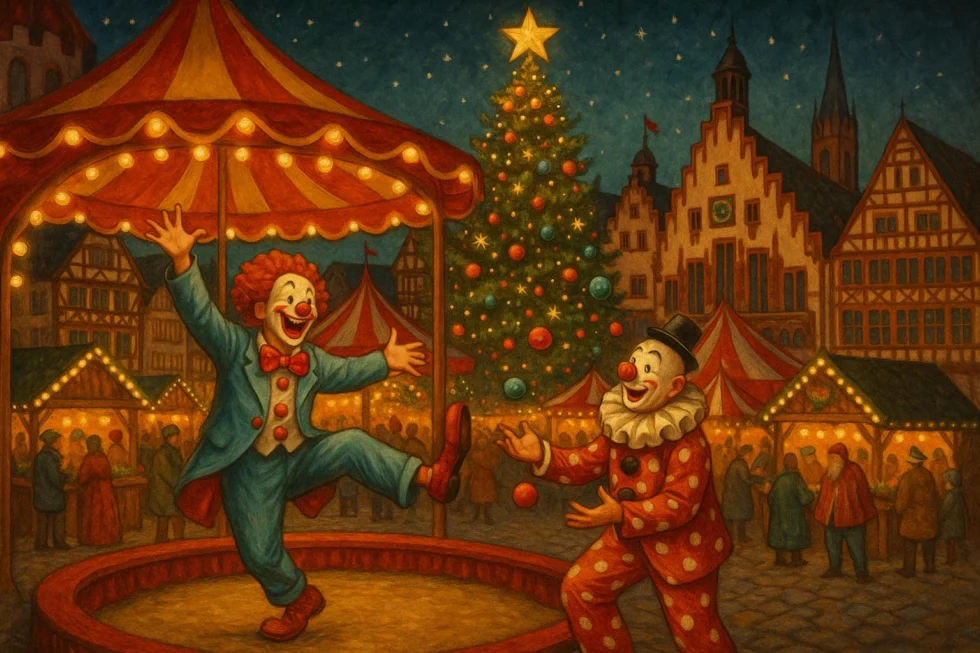 Frankfurts Weihnachtszirkusse 2025/26: Alle Programme, Termine, Adressen, Preise und Altersangaben. Überblick zu Great Christmas Circus, Winterzirkus Rhein-Main und FlicFlac X-Mas.