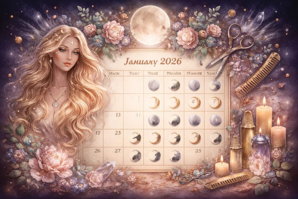 Mondkalender Haarschnitt Januar 2026: Finden Sie die besten Termine für Wachstum und Pflege. Exklusive Tipps für jedes Sternzeichen und praktische Haarpflege-Tipps.