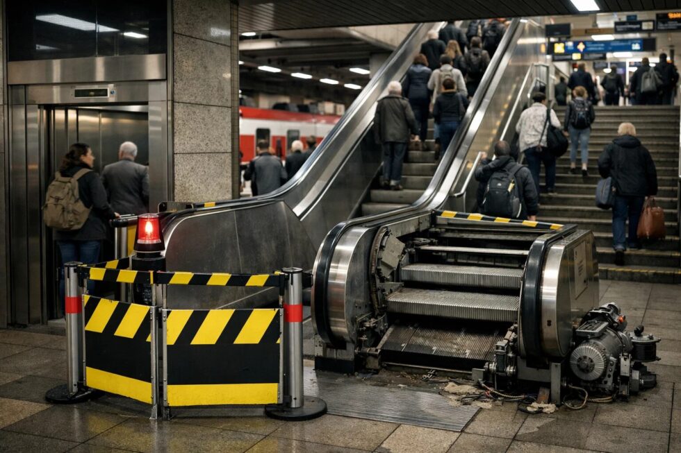 Zahlreiche Rolltreppen in Frankfurt an Hauptbahnhof und Hauptwache defekt. Ersatzteilmangel und Personalnot verzögern Reparaturen an wichtigen Bahnhöfen massiv