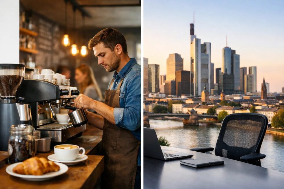 Café eröffnen in Frankfurt 2026: Der ultimative Guide für Quereinsteiger. Kosten, Risiken, Standorte und Business-Tipps für den Ausstieg aus dem Bürojob. Erfahren Sie alles über Pachten & Personal