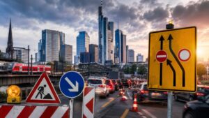 Frankfurt heute 21. Mai 2026: Welche Stra&szlig;en wegen Baustellen, Bahnarbeiten, Events und Sperrungen betroffen sind. Alle wichtigen Umleitungen, Stauzonen und Verkehrsinfos im &Uuml;berblick.