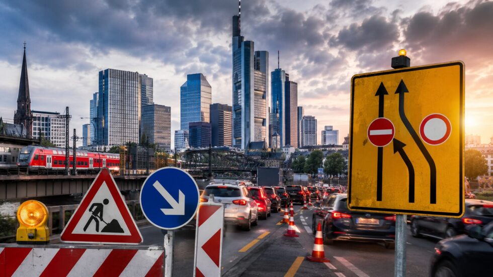 Frankfurt heute 21. Mai 2026: Welche Straßen wegen Baustellen, Bahnarbeiten, Events und Sperrungen betroffen sind. Alle wichtigen Umleitungen, Stauzonen und Verkehrsinfos im Überblick.