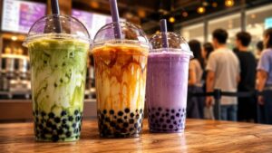 Bubble Tea Frankfurt 2026: Diese Tea-Spots an Zeil, Hauptwache und Skyline Plaza ziehen die l&auml;ngsten Schlangen an. Adressen, Preise, Trends, Wartezeiten und beliebte Sorten im &Uuml;berblick.